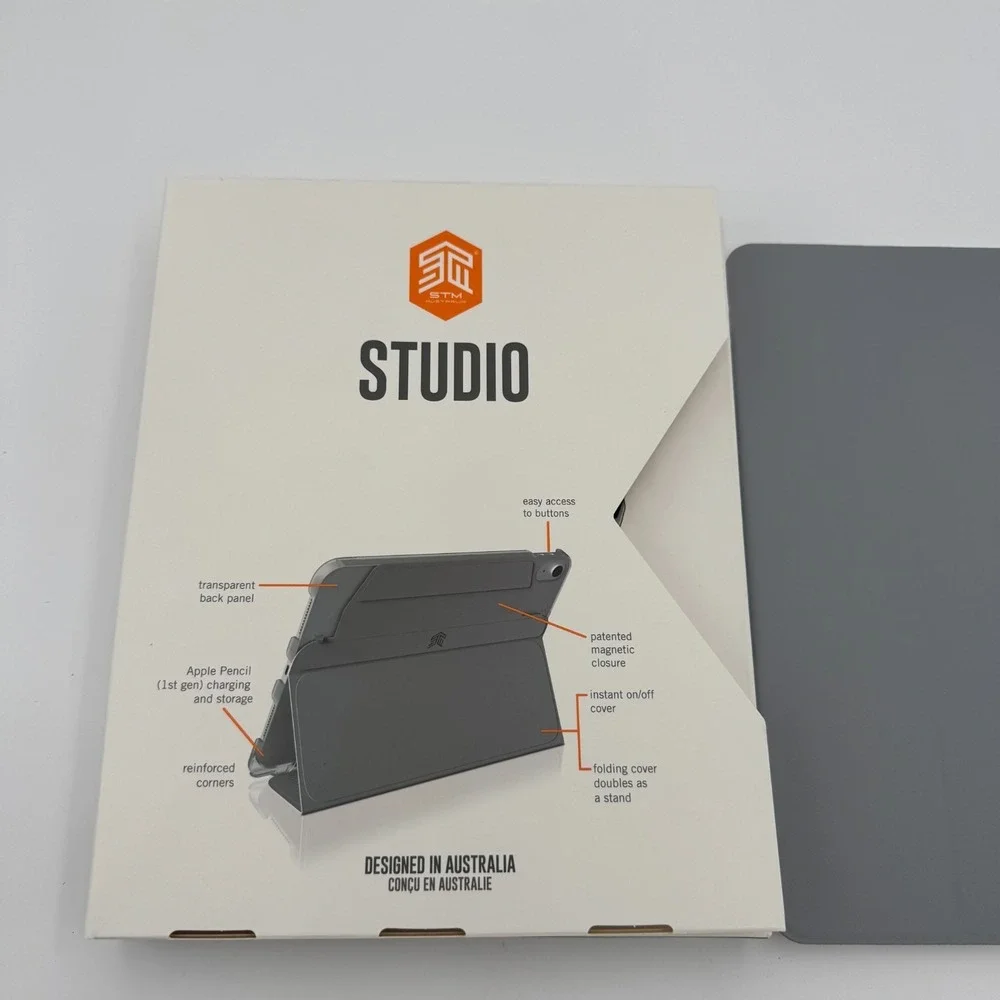 STM Studio iPad 10th Gen Folio Case Grey NIB Slim Protective Cover